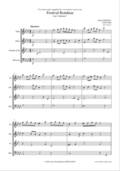 Festival Rondeau from Abdelazer - Wind Quartet - Flute, Oboe, Clarinet & Bassoon