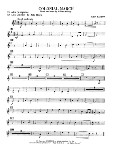 Colonial March (Based on Chester): E-flat Alto Saxophone