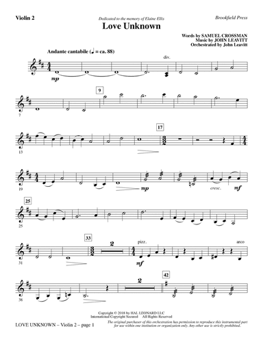 Love Unknown - Violin 2