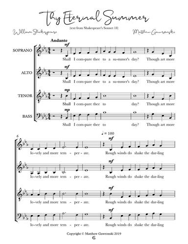 "Thy Eternal Summer" (SATB)