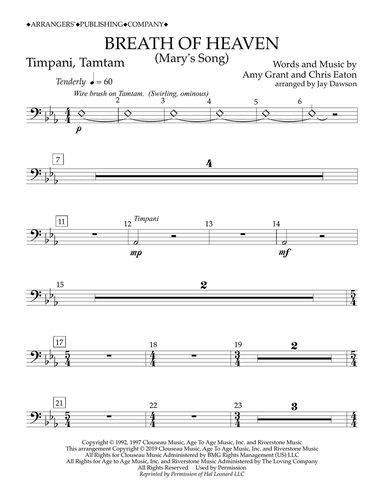 Breath of Heaven (Mary's Song) (arr. Jay Dawson) - Timpani, Tamtam
