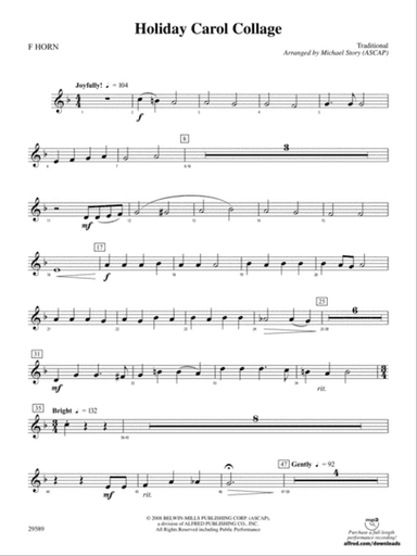 Holiday Carol Collage: 1st F Horn