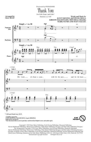 Thank You (arr. Mac Huff)
