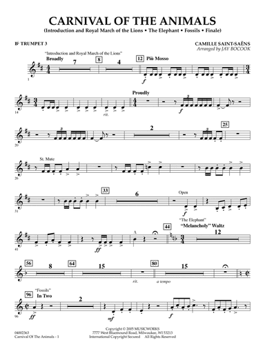 Carnival of the Animals (arr. Jay Bocook) - Bb Trumpet 3