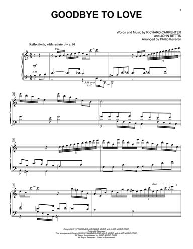Goodbye To Love (arr. Phillip Keveren)