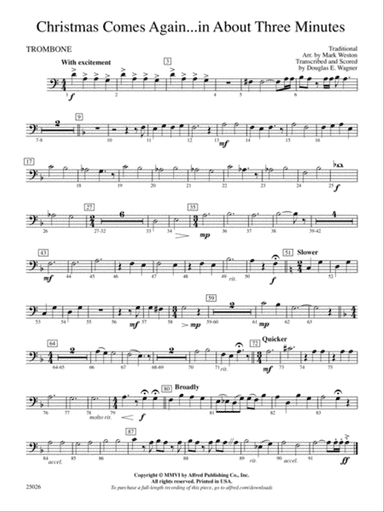 Christmas Comes Again ... in About Three Minutes: 1st Trombone