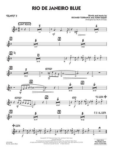 Rio de Janeiro Blue (Key: C min) (arr. Rick Stitzel) - Trumpet 3