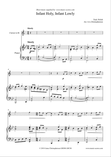 Infant Holy, Infant Lowly - Clarinet (Mid Range) and Piano