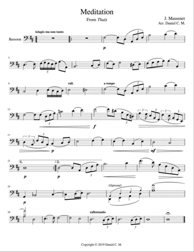Meditation for bassoon and piano (easy)