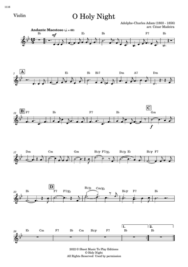 O Holy Night - Violin Solo - W/Chords