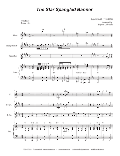 The Star Spangled Banner (Tenor Saxophone and Piano)