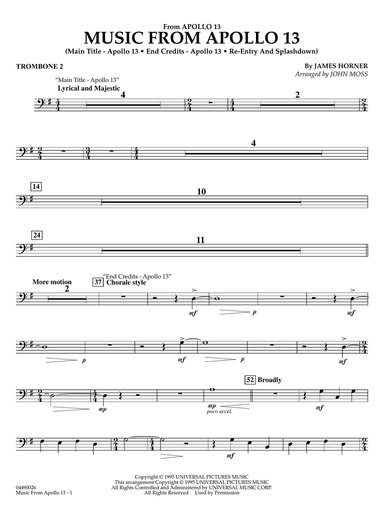 Music from Apollo 13 (arr. John Moss) - Trombone 2