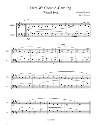Here We Come A-Caroling (Violin and Cello Duet)