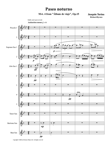 Paseo noturno (Saxophone Choir + 2 Piccolos)