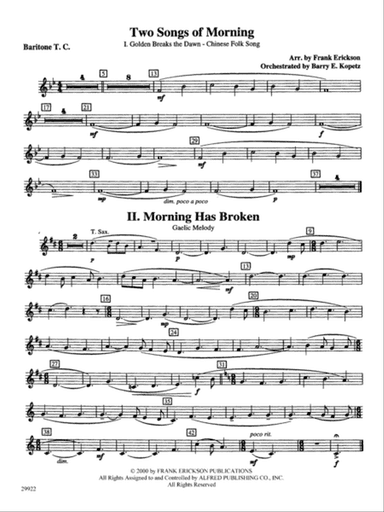 Two Songs of Morning: Baritone T.C.