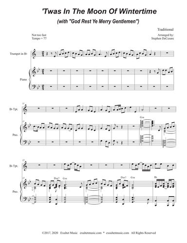 'Twas In The Moon Of Wintertime (with "God Rest Ye Merry Gentlemen") (Bb-Trumpet solo and Piano)