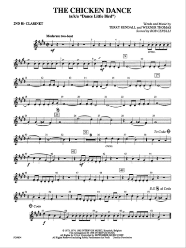 The Chicken Dance: 2nd B-flat Clarinet