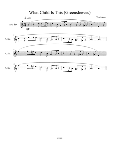 What Child Is This (Greensleeves) for solo alto sax