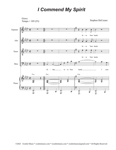 I Commend My Spirit (Psalm 31) (Vocal Quartet - (SATB)
