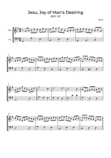 Jesu, Joy of Man's Desiring - Violin and Cello