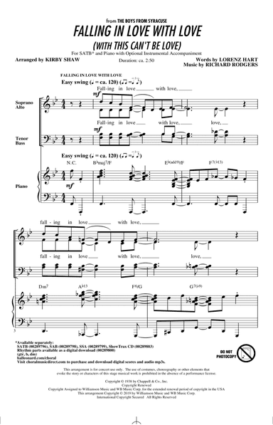 Falling In Love With Love (with This Can't Be Love) (arr. Kirby Shaw)