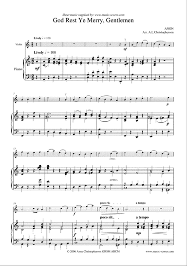 God Rest Ye Merry Gentlemen - Violin and Piano