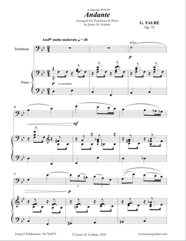 Fauré: Andante Op. 75 for Trombone & Piano