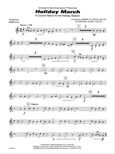 Holiday March (A Concert March for the Holiday Season): WP 1st Horn in E-flat