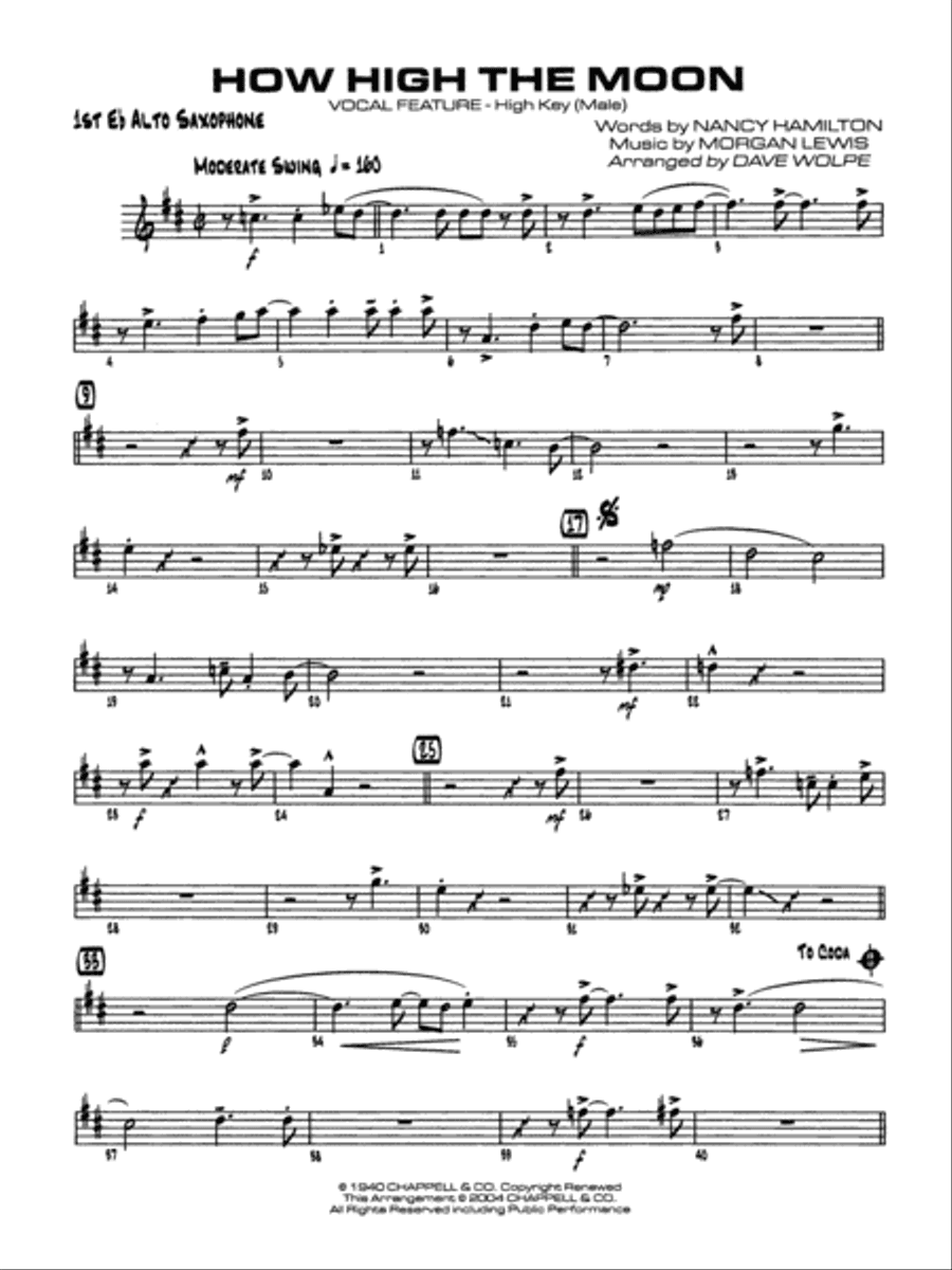 How High the Moon: E-flat Alto Saxophone