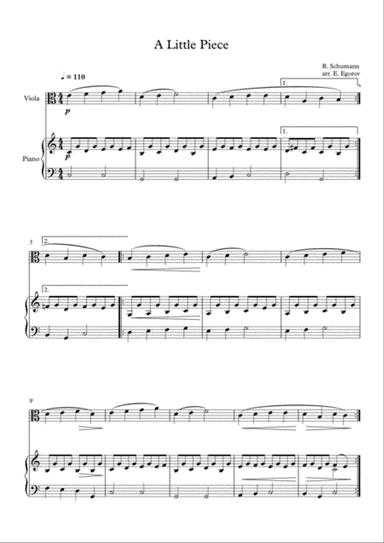 A Little Piece, Robert Schumann, For Viola & Piano