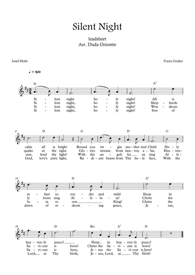 Silent Night (D major - leadsheet - with lyrics)