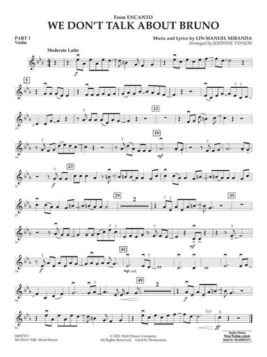 We Don't Talk About Bruno (from Encanto) (arr. Vinson) - Pt.1 - Violin