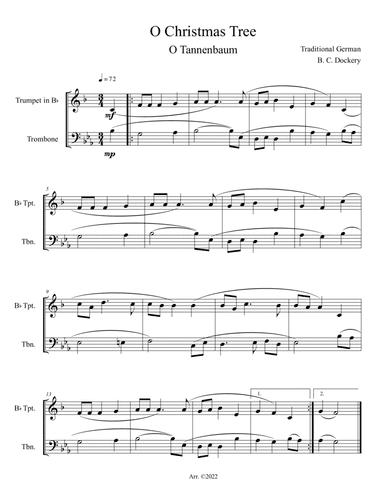 O Christmas Tree (O Tannenbaum) for Trumpet and Trombone Duet