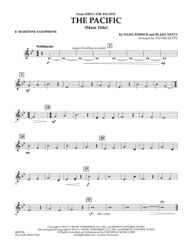 The Pacific (Main Title) - Eb Baritone Saxophone