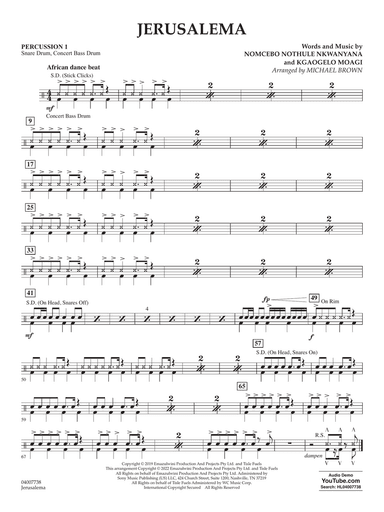 Jerusalema (feat. Nomcebo Zikode) (arr. Michael Brown) - Percussion 1