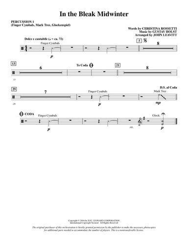 In The Bleak Midwinter (arr. John Leavitt) - Percussion 1