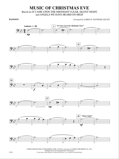 Music of Christmas Eve (Based on "It Came Upon the Midnight Clear," "Silent Night," and "Angels We Have Heard on High"): Bassoon