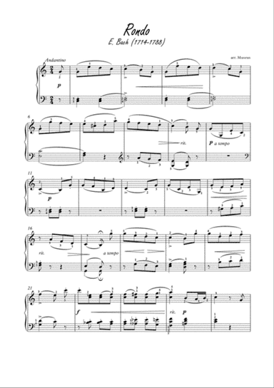 Rondo by CPE Bach for easy piano