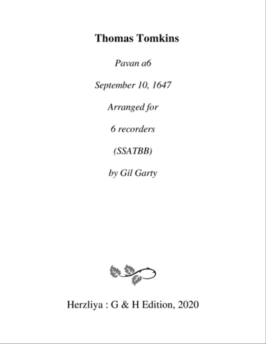 Pavan (1647) (arrangement for 6 recorders)