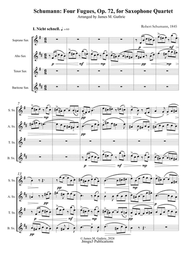 Schumann: Four Fugues, Op. 72, for Saxophone Quartet