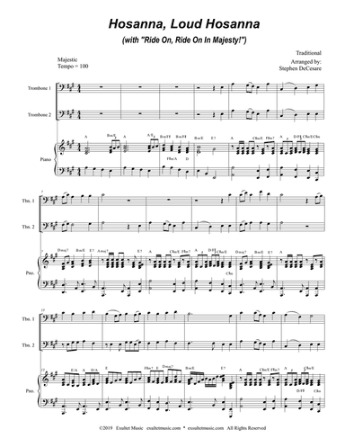 Hosanna, Loud Hosanna (with "Ride On, Ride On In Majesty!") (Trombone Duet - Piano accompaniment)