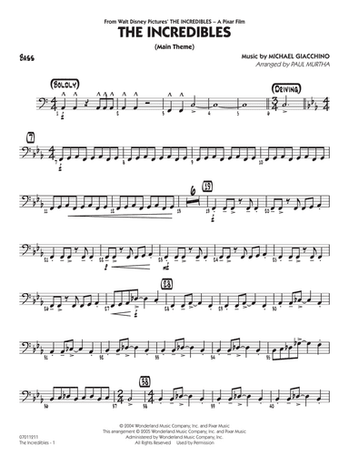 The Incredibles (arr. Paul Murtha) - Bass