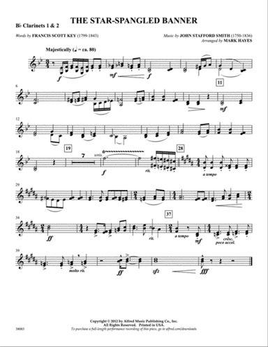 The Star-Spangled Banner: 1st & 2nd B-flat Clarinets
