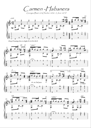 Carmen Habanera guitar solo