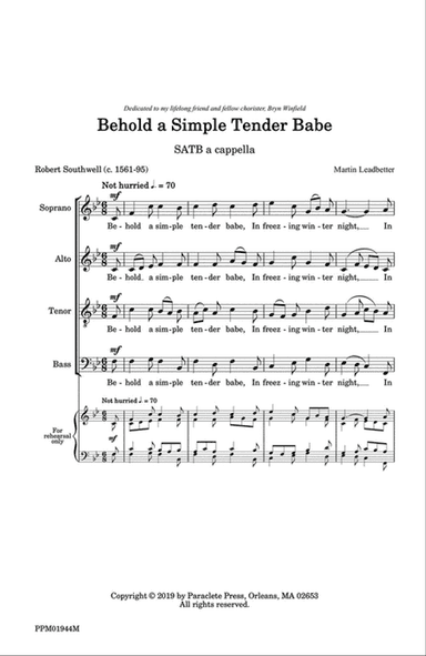 Behold a Simple Tender Babe