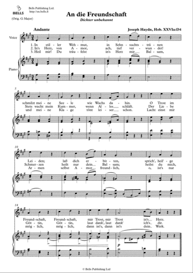 An die Freundschaft, Hob. 26a (A Major)