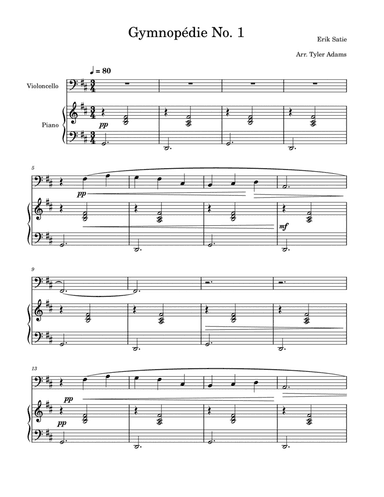 Gymnopédie No. 1 (Cello Solo and Piano)