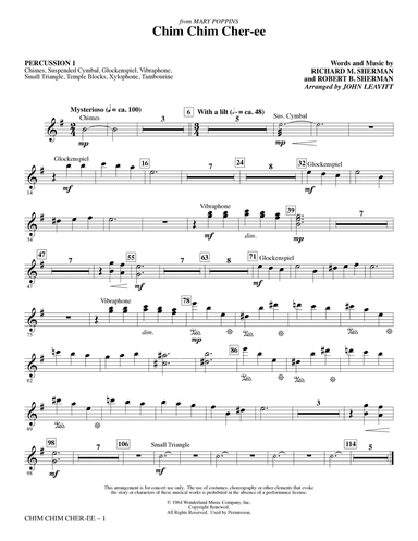 Chim Chim Cher-ee (arr. John Leavitt) - Percussion 1
