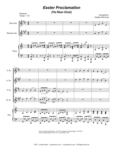 Easter Proclamation (The Risen Christ) (for Saxophone Quartet and Piano)