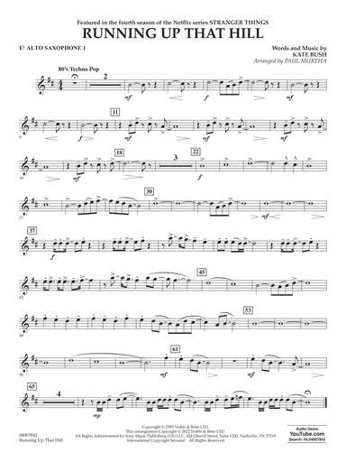 Running Up That Hill (from Stranger Things) (arr. Paul Murtha) - Eb Alto Saxophone 1